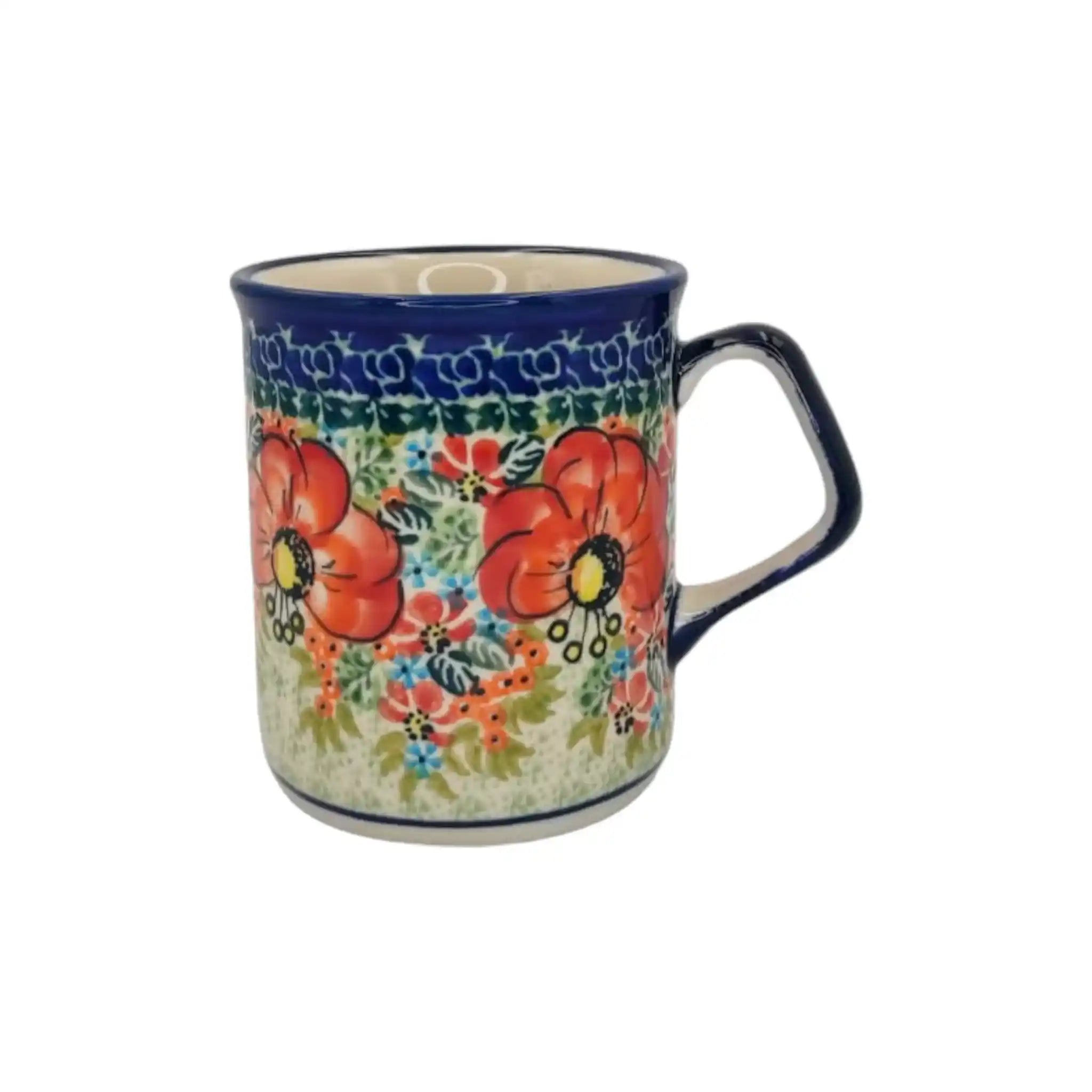 Polish-pottery-Beverage-cup-Red-Stamens_2