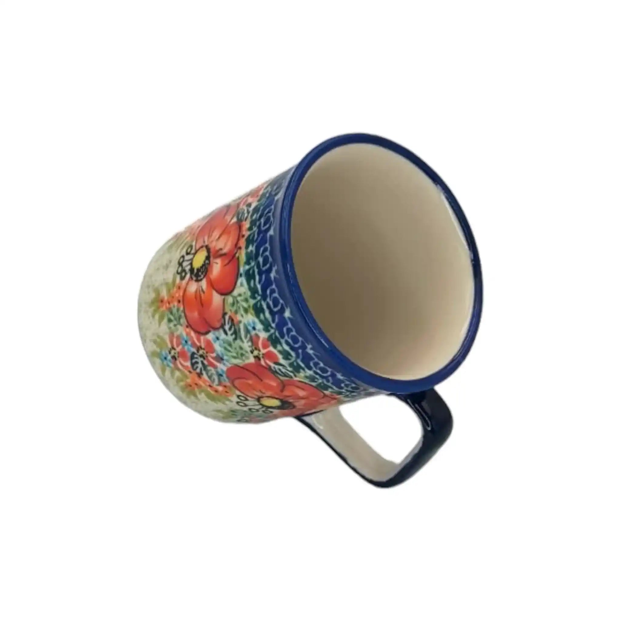 Polish-pottery-Beverage-cup-Red-Stamens_4