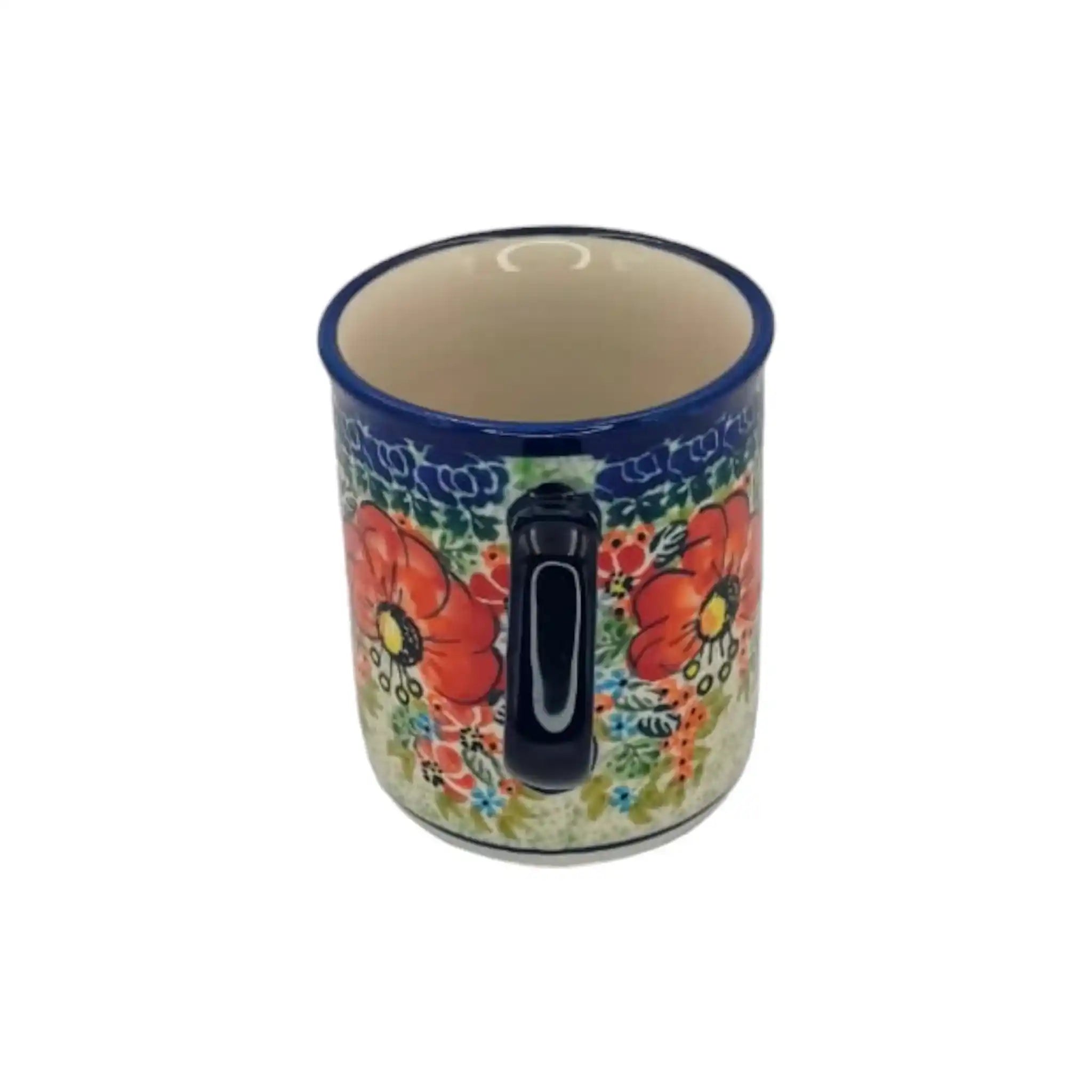 Polish-pottery-Beverage-cup-Red-Stamens_5