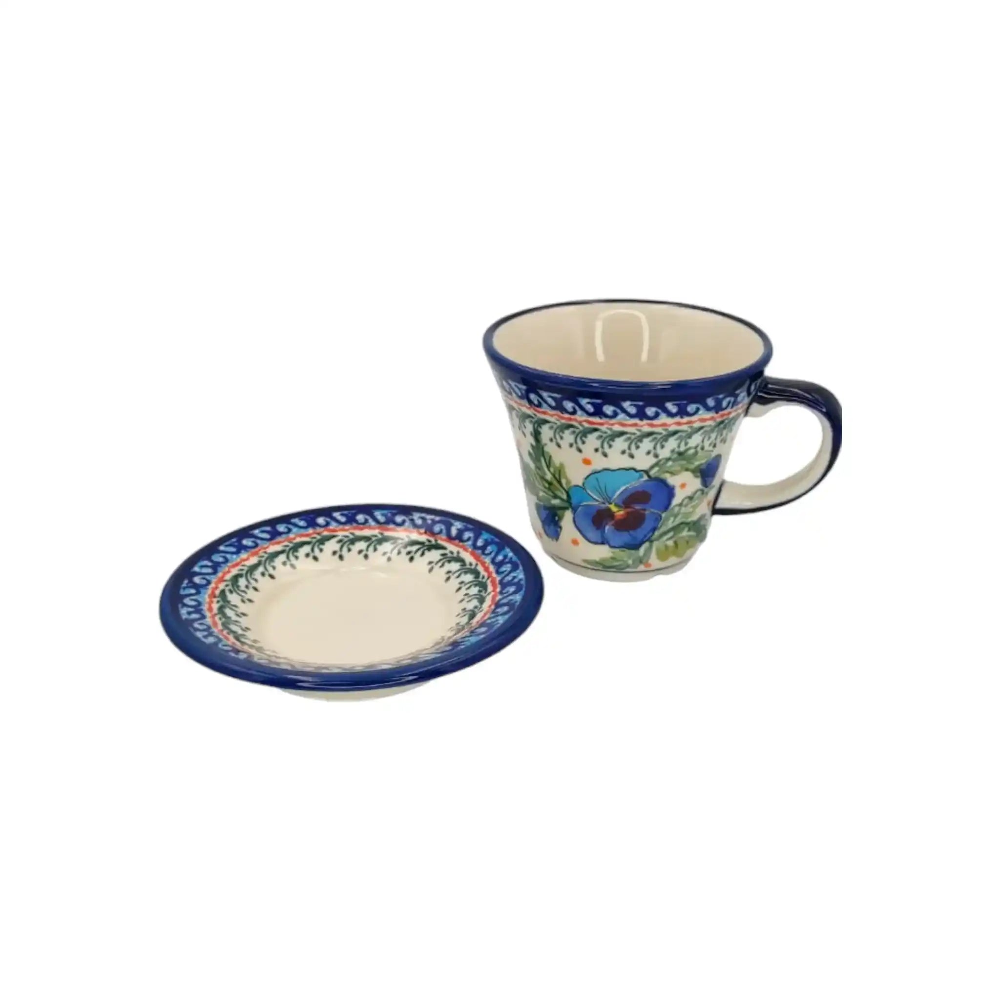 Polish-pottery-Coffee-and-Tea-set-Pansies-Flowers_5