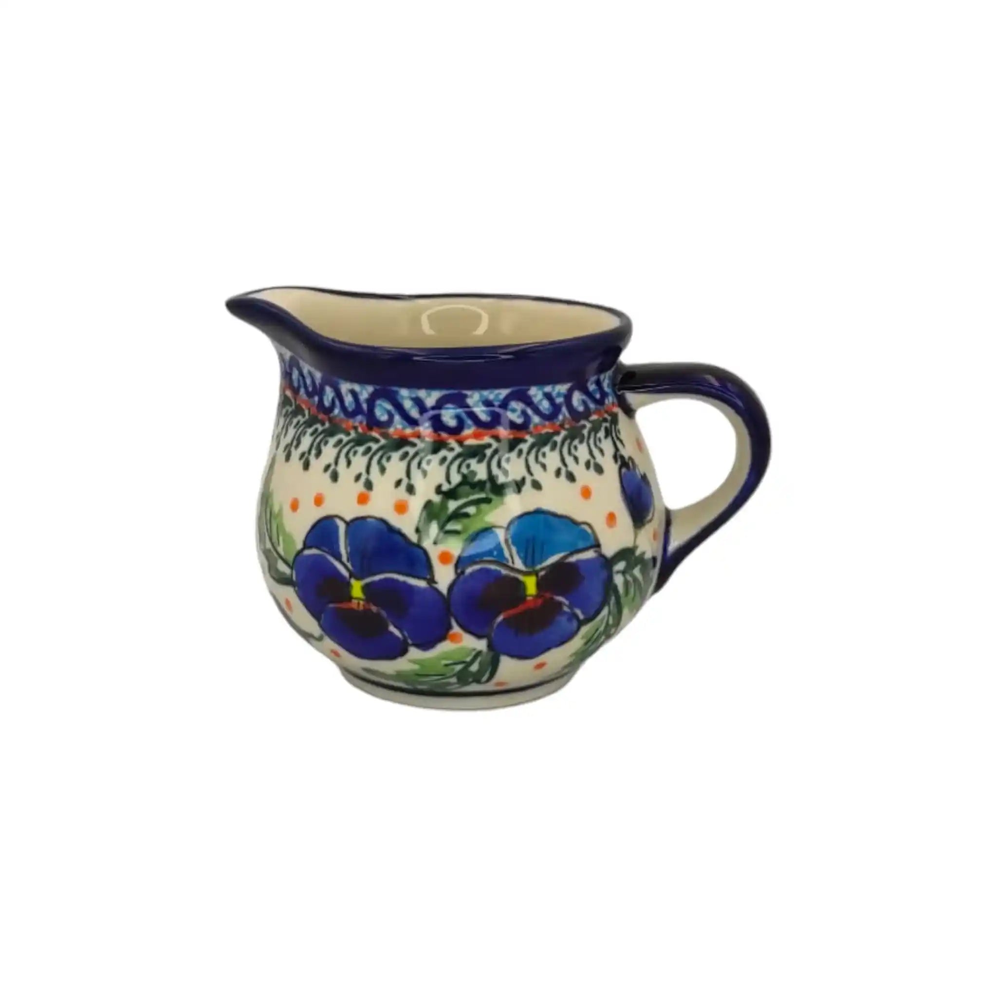 Polish-pottery-Creamer-Pansies-Flowers_1