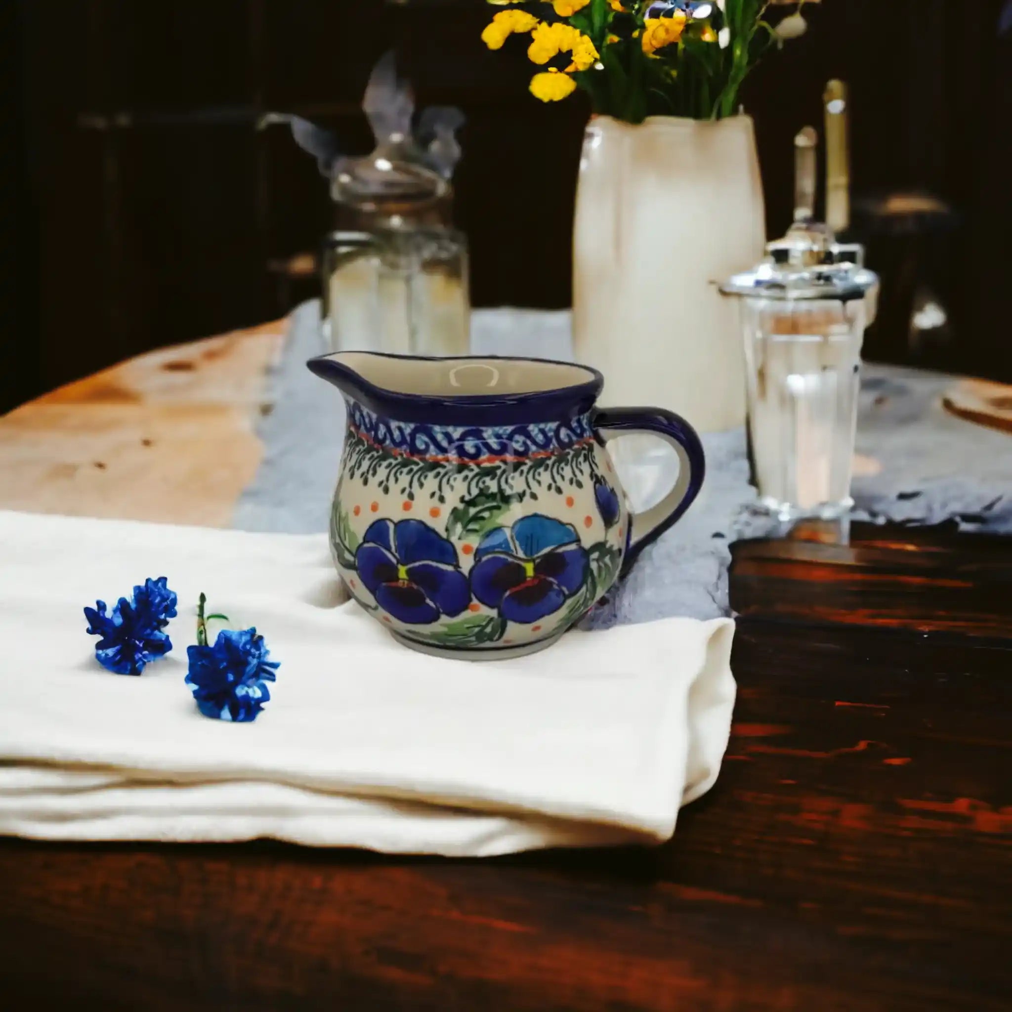 Polish-pottery-Creamer-Pansies-Flowers_4