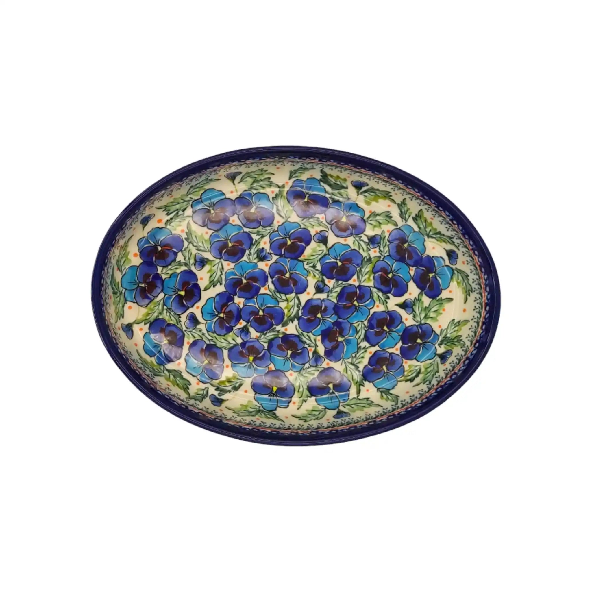 polish-pottery-small-oval-dish-pansies-flowers_4